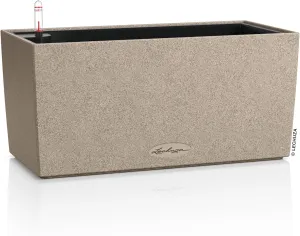 Lechuza -BALCONERA Stone 40 Planter, Sand Beige, Balcony Box with Watering System, Water Level Indicator and Plant Insert, Stone Look, 40 x 19 x 19 cm, 15432