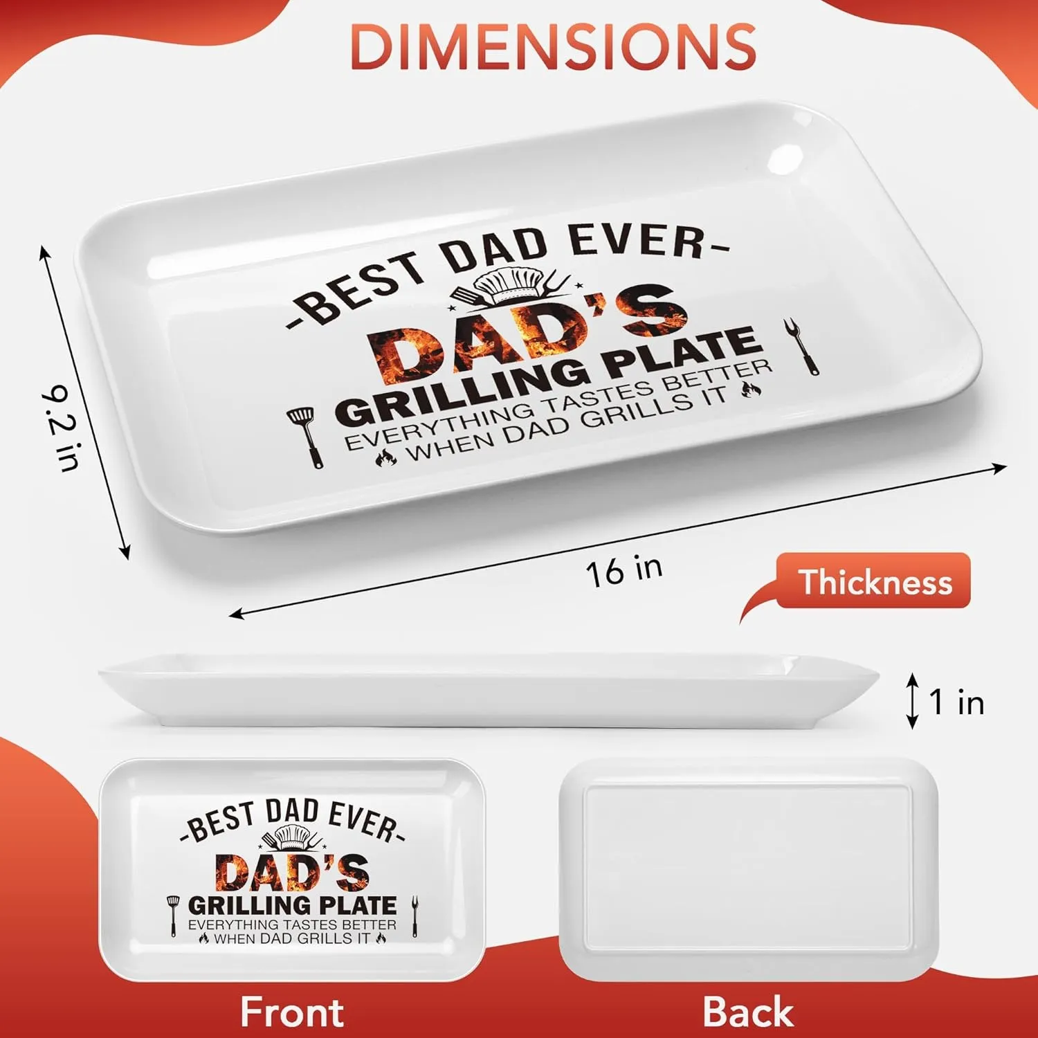 LEJIAJINW Fathers Day Father Gifts for Dad Daddy BBQ Grill Tray Funny Father's Day Ideas for Him Men Grandpa Papa Uncle Brother Husband Anniversary Presents, Dad Birthday Apron Grilling Plate Gift Box