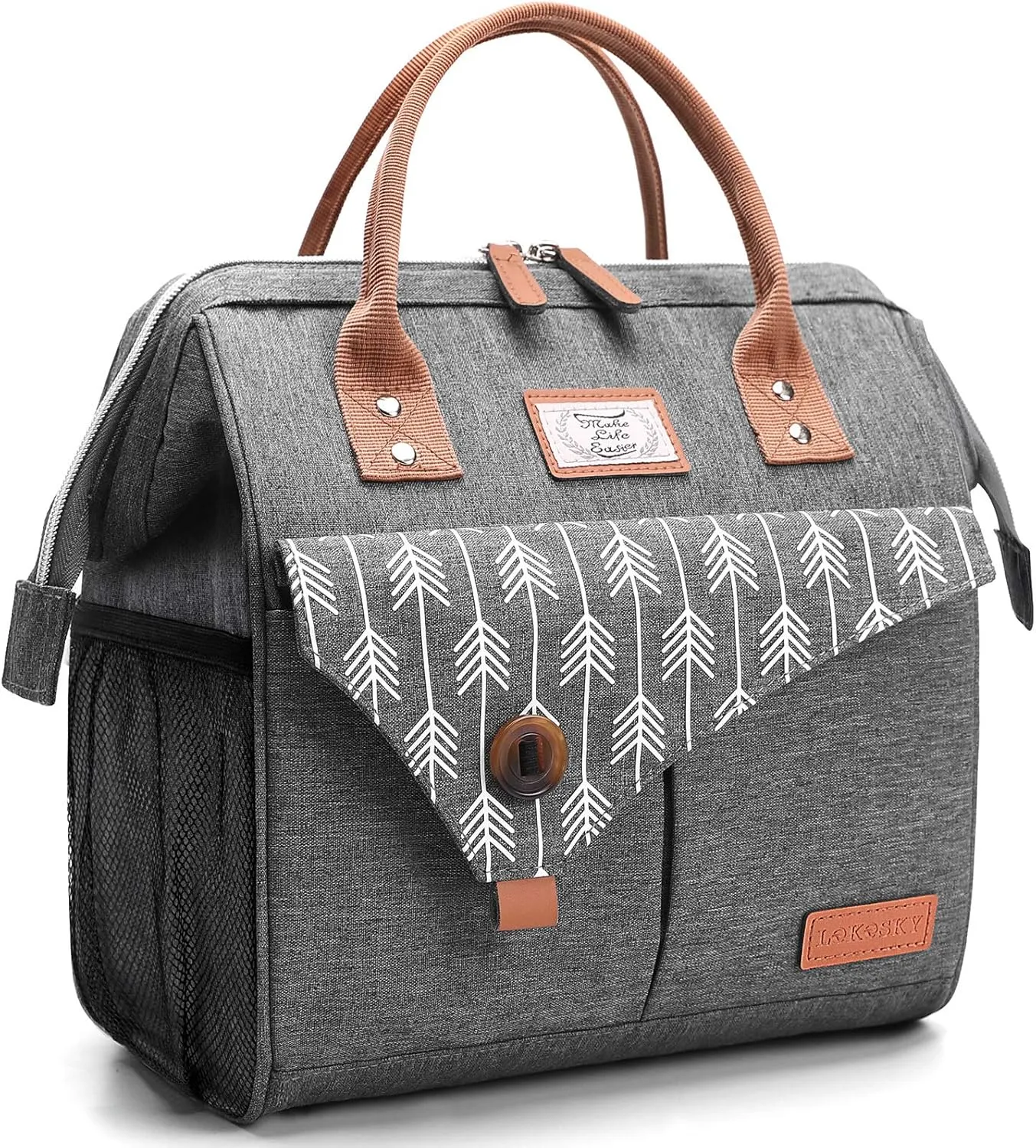 Lekesky Lunch Bag for Women Insulated Lunch Box Leakproof Lunchbox for Adult Work, Grey
