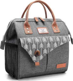 Lekesky Lunch Bag for Women Insulated Lunch Box Leakproof Lunchbox for Adult Work, Grey