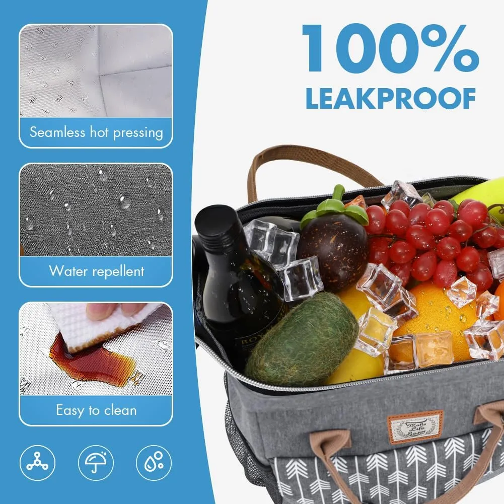 Lekesky Lunch Bag for Women Insulated Lunch Box Leakproof Lunchbox for Adult Work, Grey