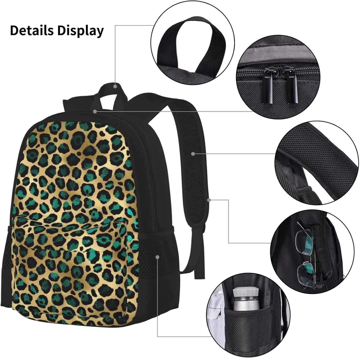 leopard print cheetah Multifunctional Pocket Backpack Crossbody Lunch Bag Pencil Case 3Pcs Set Large Capacity Backpack