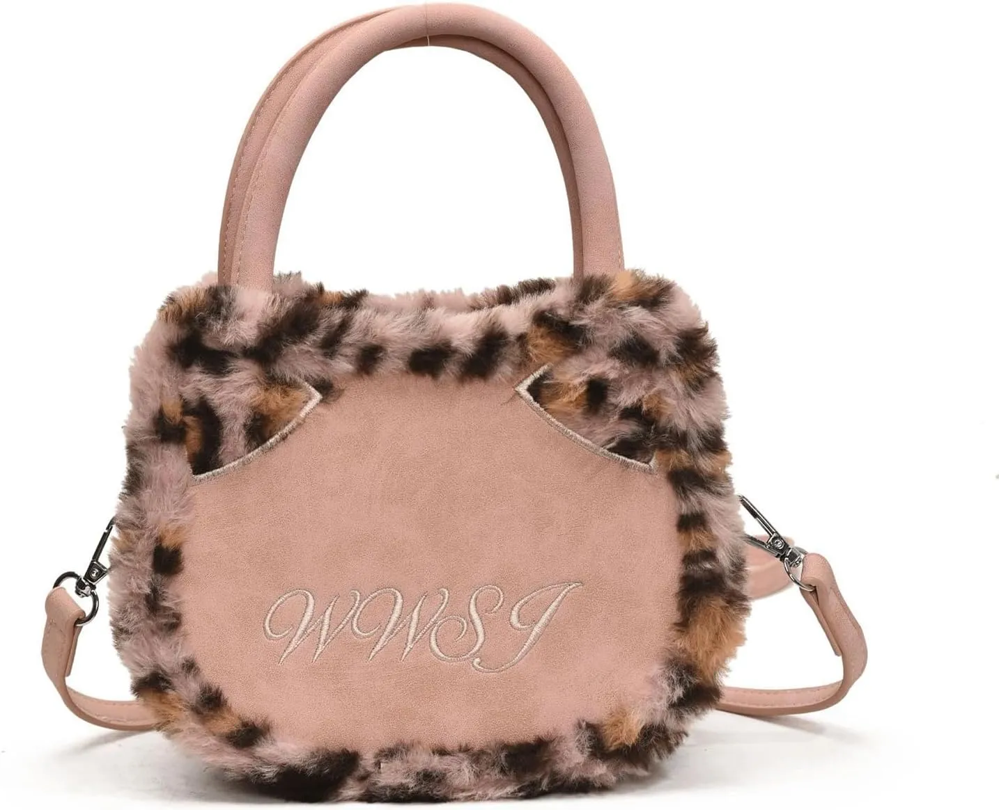 Leopard Purse Cat Ear Kawaii Crossbody Purses Cute Faux Fur Cheetah Vintage Y2K Shoulder Bag for Girls Party