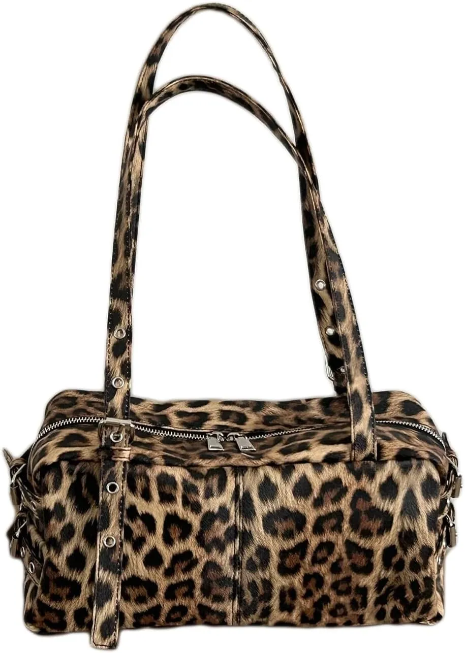 Leopard Purse Cheetah Print Y2K Top Handle Shoulder Bag Adjustable Straps Wedding Evening Bag Large Capacity