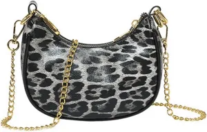 Leopard Purse Fringe Cheetah Print Shoulder Bag Crossbody Y2K Mini Handbag Wedding Evening Bag with Gold Chain for Women