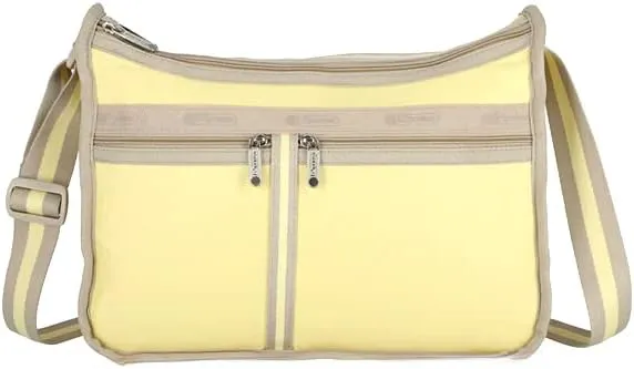 LeSportsac Spectator Pineapple Deluxe Everyday Crossbody Bag   Cosmetic Bag, Style 7507/Color C362, Uplifting Sunny Yellow Celebrates Positivity & Happiness, Fashion Trending 2 Tone Pineapple/Khaki