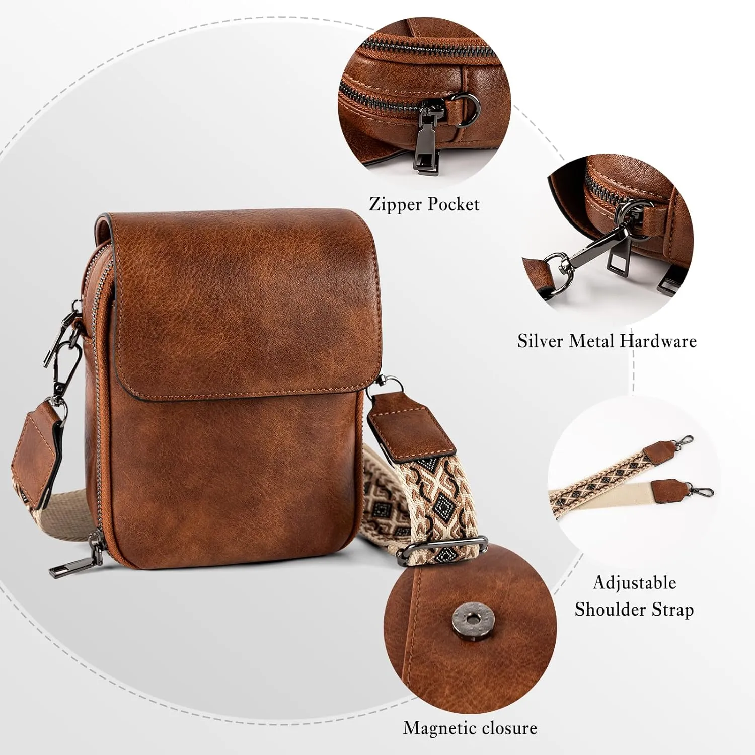 letech  Leather Small Cell Phone Crossbody Bag Purses for Women Cross Body, Travel Bags Gifts