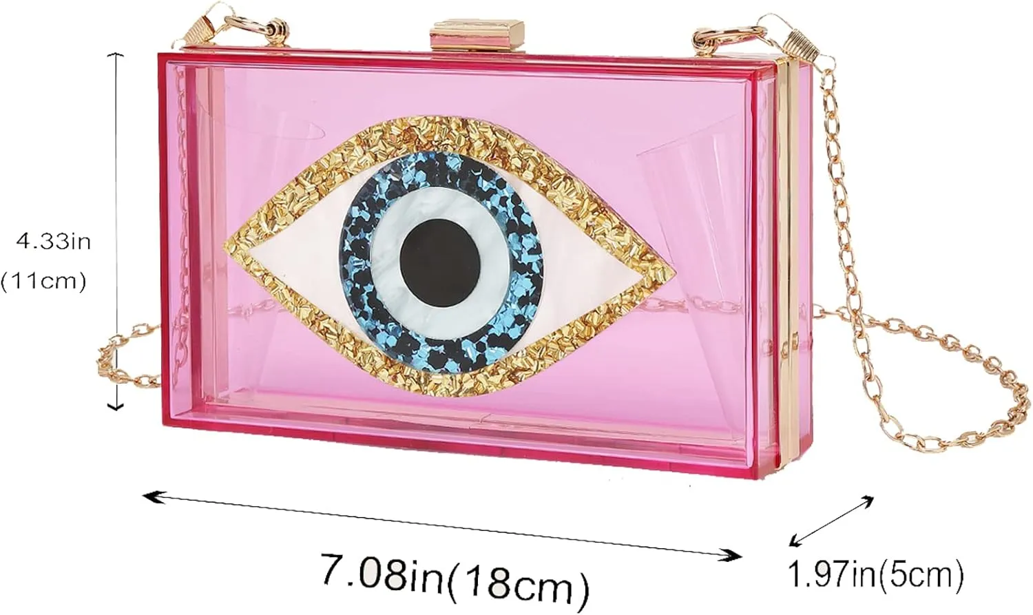 LETODE Clutch Purses for Women-Evil Eye Acrylic Clutch Glitter Purse Evening Bag Chain Shoulder Crossbody Handbags