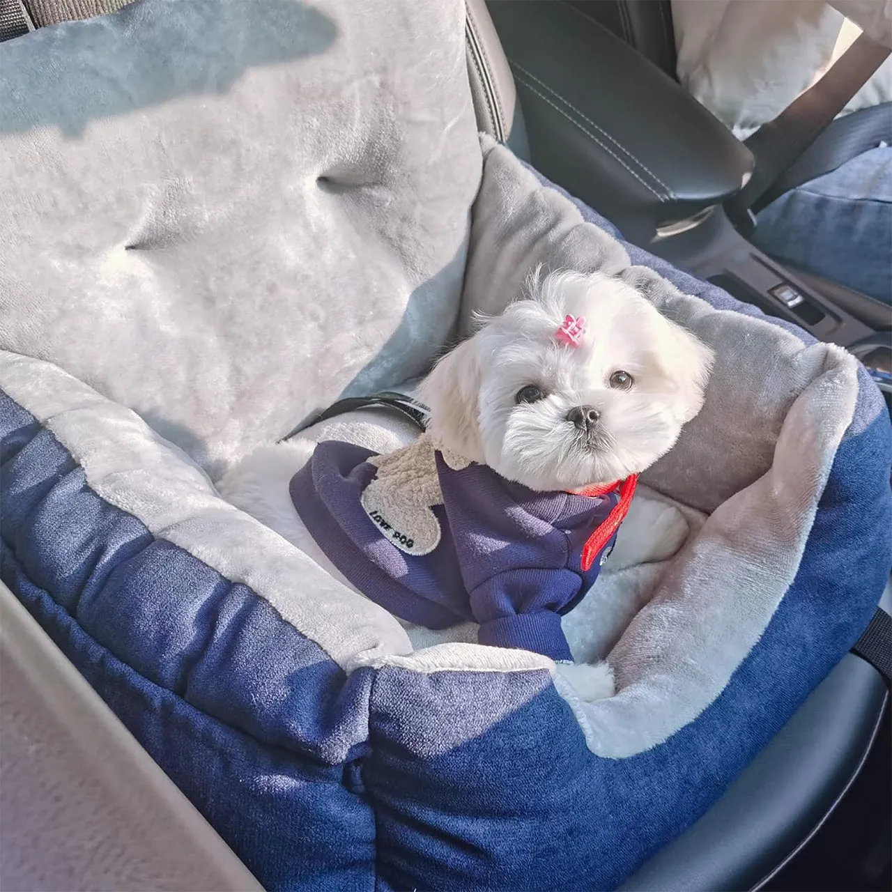 LFC PETS Dog Car Seats for Small Dogs, Washable Dog Carseats Small Under 25, Warm Soft Dog Booster Seats with Safety Leash, Portable Dog Car Bed