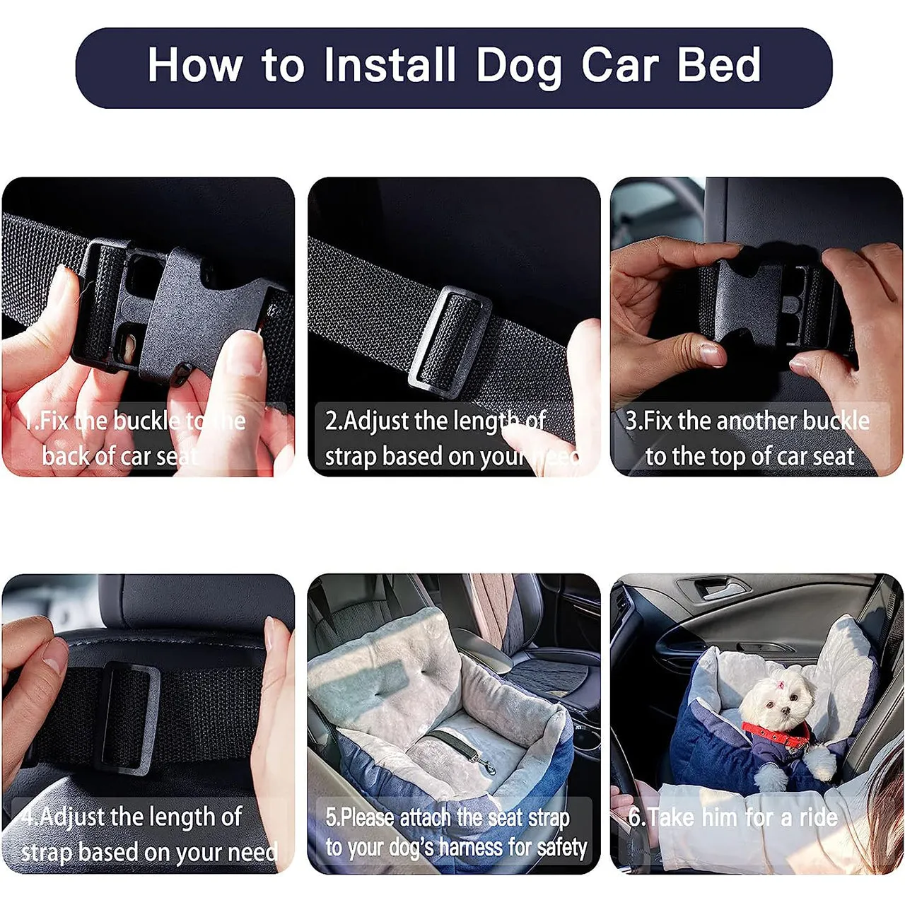 LFC PETS Dog Car Seats for Small Dogs, Washable Dog Carseats Small Under 25, Warm Soft Dog Booster Seats with Safety Leash, Portable Dog Car Bed