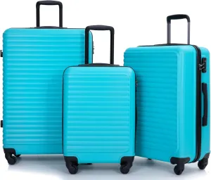 Lightweight 3-Piece Luggage Set with Spinner Wheels, Adjustable Handle, and Inner Organization - Turquoise