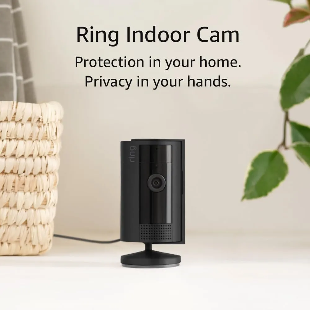Like-New Ring Indoor Cam (2nd Gen) | 1080p HD Video & Color Night Vision, Two-Way Talk, and Manual Audio & Video Privacy Cover | Black