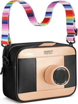 Little Girls Purse | Big 9.8 x 7 x 2.8 Inches Kids Purse | Toddler Purse w/ 2 Compartments, Mock Lens | Glimmering Purse for Girls 10-12 | Cute Girl Bag for Toys for Girls 3-5 (Black)