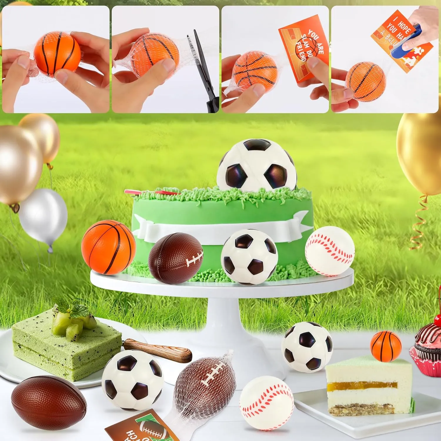LiYiQ 24Pcs 2.36 Inch Sports Stress Balls Sports Party Favors Basketball Soccer Football Baseball Party Favors Stress Ball for Kids Classroom Exchange