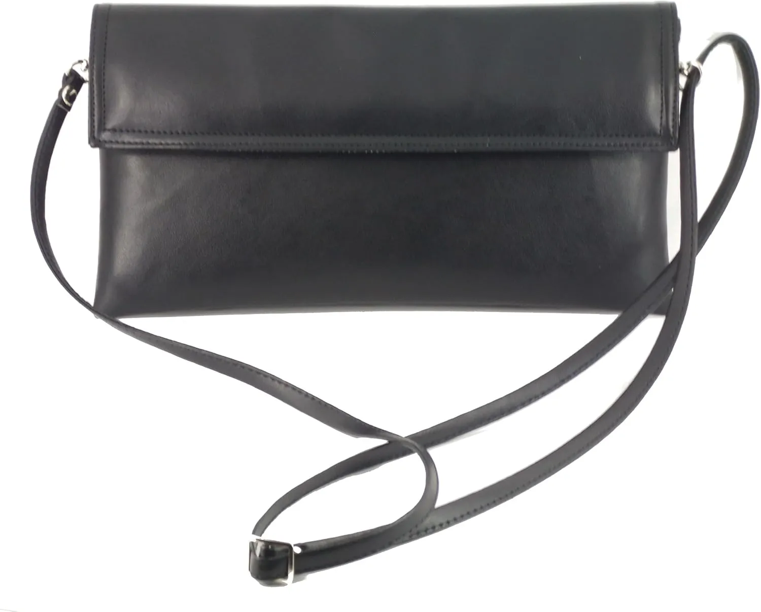 LONI Womens Chic Faux Leather Clutch Shoulder Bag with Long Adjustable Strap