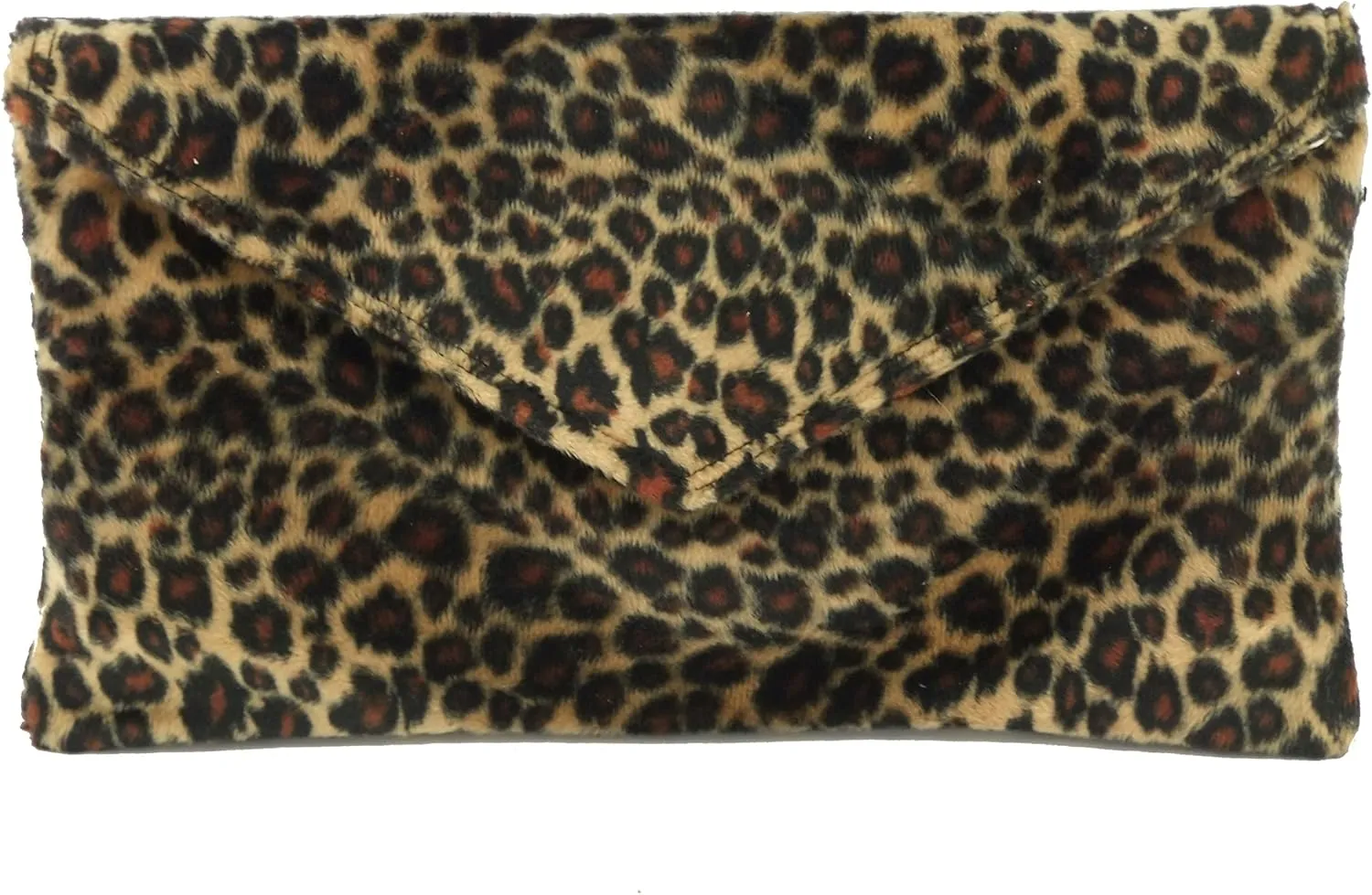 LONI Womens Neat Envelope Animal Print Faux Fur Clutch Bag/Shoulder Bag