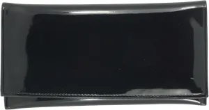 LONI Womens Wallet Clutch Bag Matinee Purse Coin Pouch Patent Faux Leather in Black