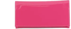 LONI Womens Wallet Clutch Bag Matinee Purse Coin Pouch Patent Faux Leather in Fuschia Pink