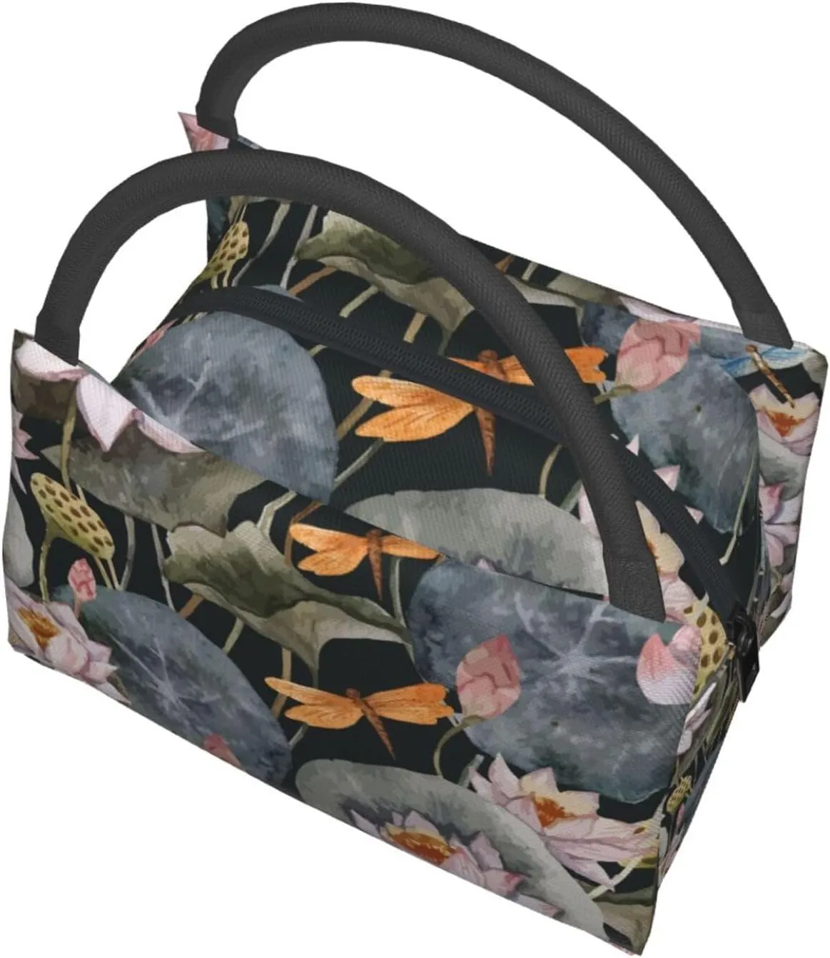 Lotus Flowers Lunch Bag for Women Men Adult Portable Insulated Lunch Box Tote Bag Reusable Travel Work Leakproof Thermal Cooler Lunch Snack Bags for Outdoor Office Picnic Camping