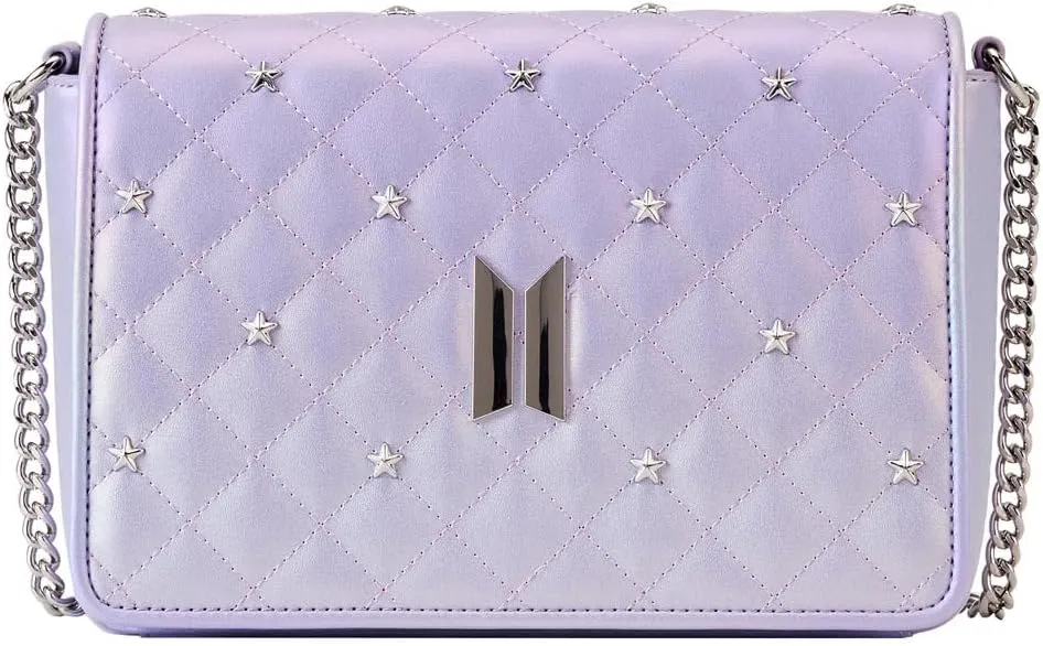 Loungefly BTS Logo Iridescent Purple Faux Leather Crossbody Bag