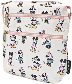 Loungefly Disney Passport Crossbody Bag Mickey Minnie Mouse Pink Pastel Print