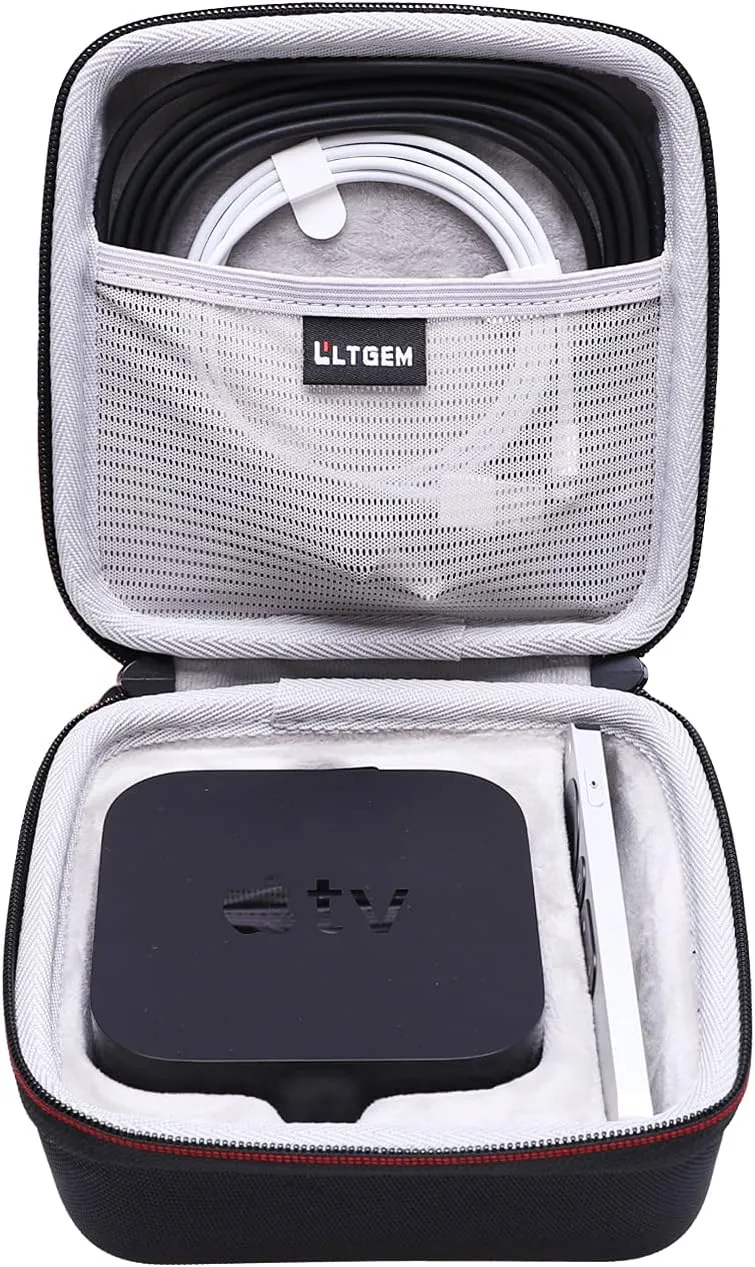 LTGEM EVA Hard Case for 2021 Apple TV HD (32GB, 5th Generation) and Apple TV 4K (32GB, Previous Model) - Travel - Protective Carrying Storage Bag