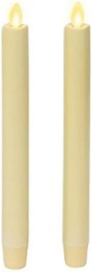 Luminara Flickering Flameless Ivory Taper Candles - Warm LED Light Flame - 2 AA Battery Operated Decor for Dining Room Table Centerpieces, Fireplace Mantel, Dinner Party, Reception - Set of 2 Tapers