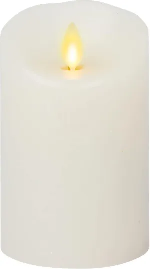 Luminara Flickering Flameless White 4.5" Scalloped Edge Pillar Candle - Warm LED Light Flame - 2 C Battery Operated Decor for Dining Room Table Centerpieces, Fireplace Mantel, Dinner Party, Reception
