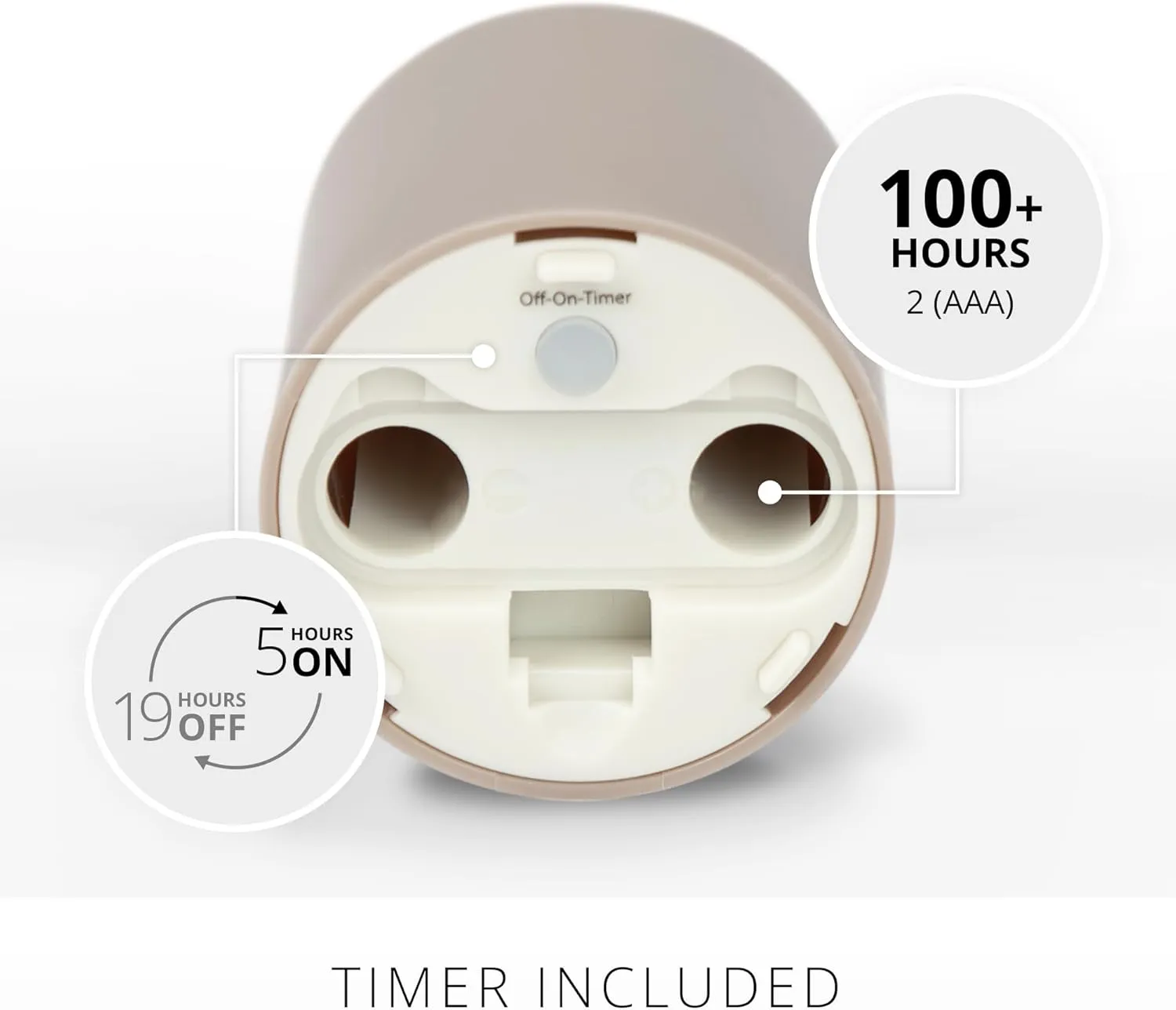 Luminara Outdoor Votive Flameless LED Candle, Timeless Taupe 2" x 3.2", Moving Flame Battery Operated Timer Remote Ready IPX4 Matte Plastic Finish