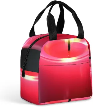 Lunch Bag for Women Men Portable Insulated Lunch Box Red Candle LunchBox Reusable Tote Bags for Work Picnic