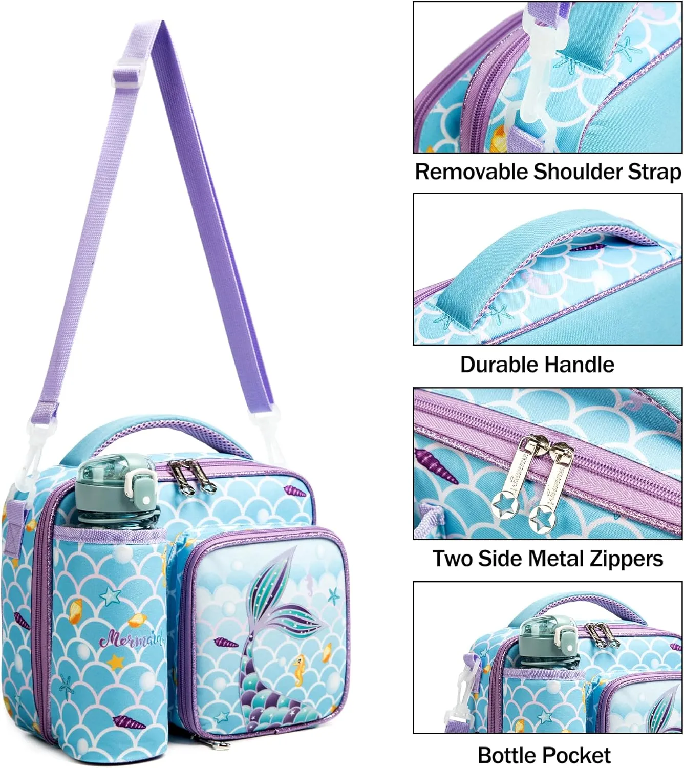 Lunch Bag Kids Insulated Lunch Tote Bag for Boys and Girls with Adjustable Shoulder Strap and Durable Handle
