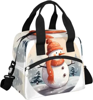 Lunch Bag Reusable Lunch Tote Bag Insulated Thermal Cooler Lunch Box with Adjustable Shoulder Strap Leakproof Meal Prep Lunch Bags for Women Men Work Travel Outdoor Picnic,Shy Snowman