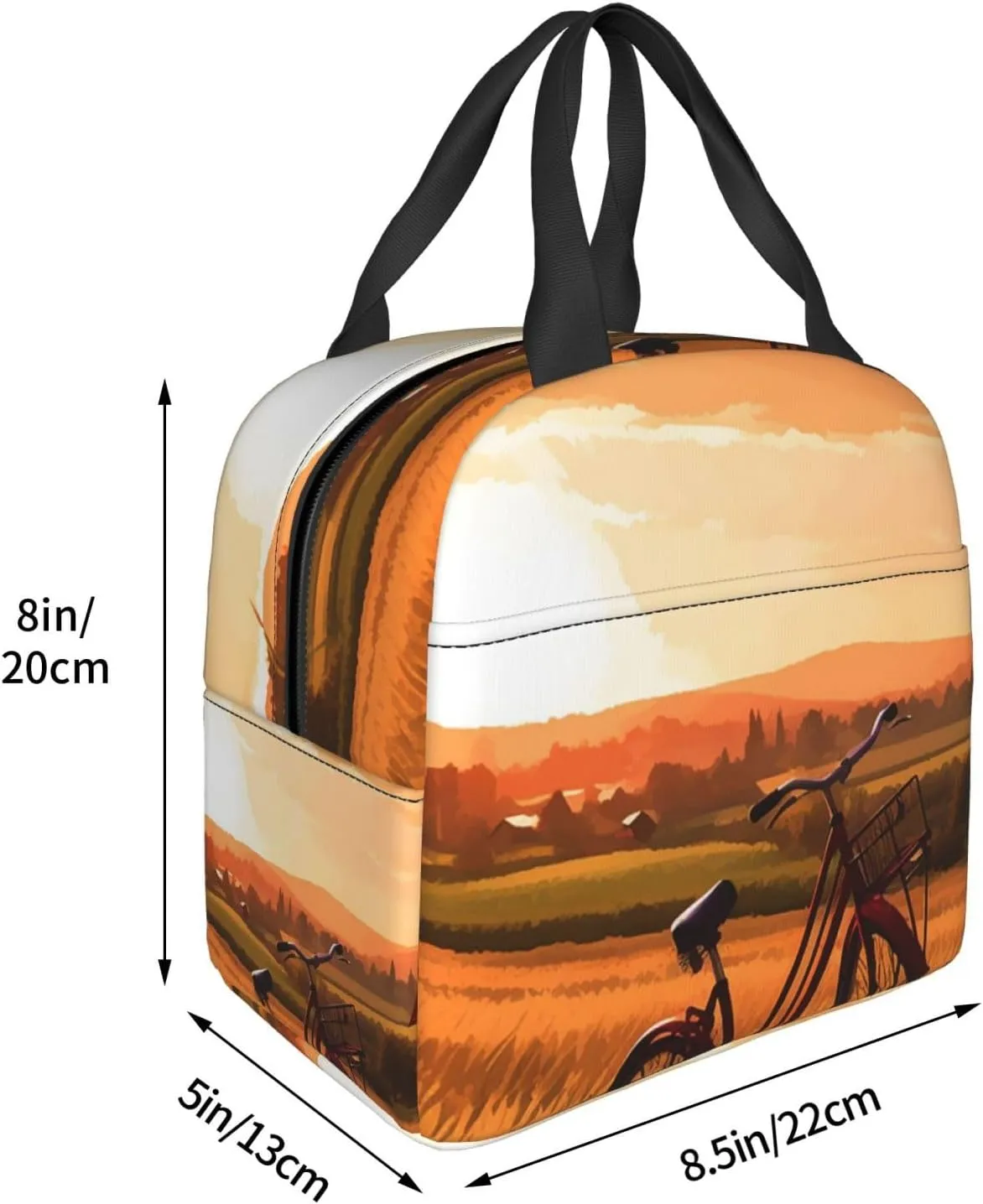 Lunch Bag Sunset Rural View Insulated Lunch Box for Women Men Reusable Lunch Tote Cooler Bag for Office Work