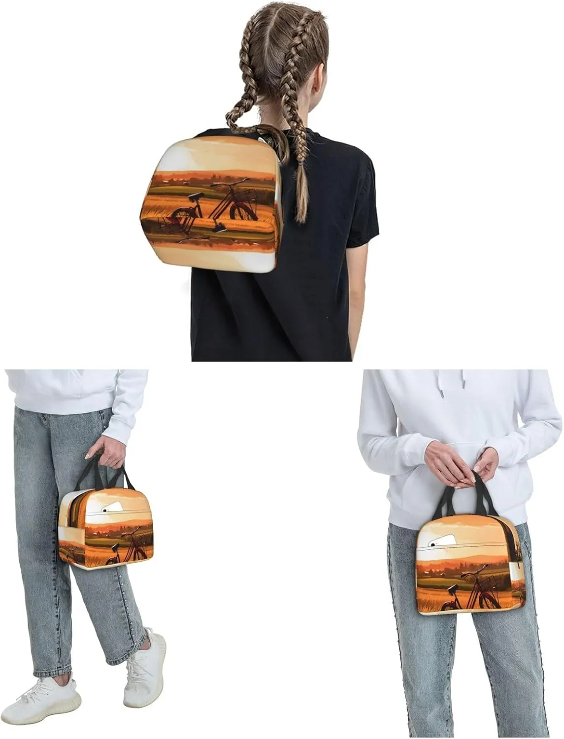 Lunch Bag Sunset Rural View Insulated Lunch Box for Women Men Reusable Lunch Tote Cooler Bag for Office Work