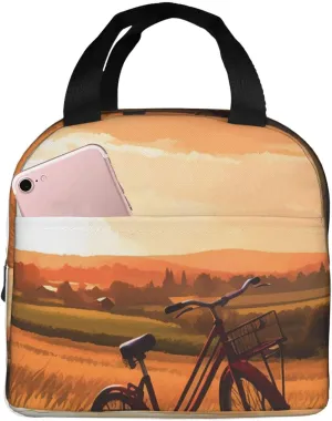 Lunch Bag Sunset Rural View Insulated Lunch Box for Women Men Reusable Lunch Tote Cooler Bag for Office Work
