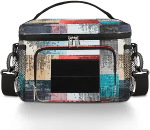 Lunch Bag Women Lunch Box,With Side Pockets And Shoulder Strap,Durable Lunch Tote Bag for Work Office Picnic Travel-Color Seamless Dot Matrix