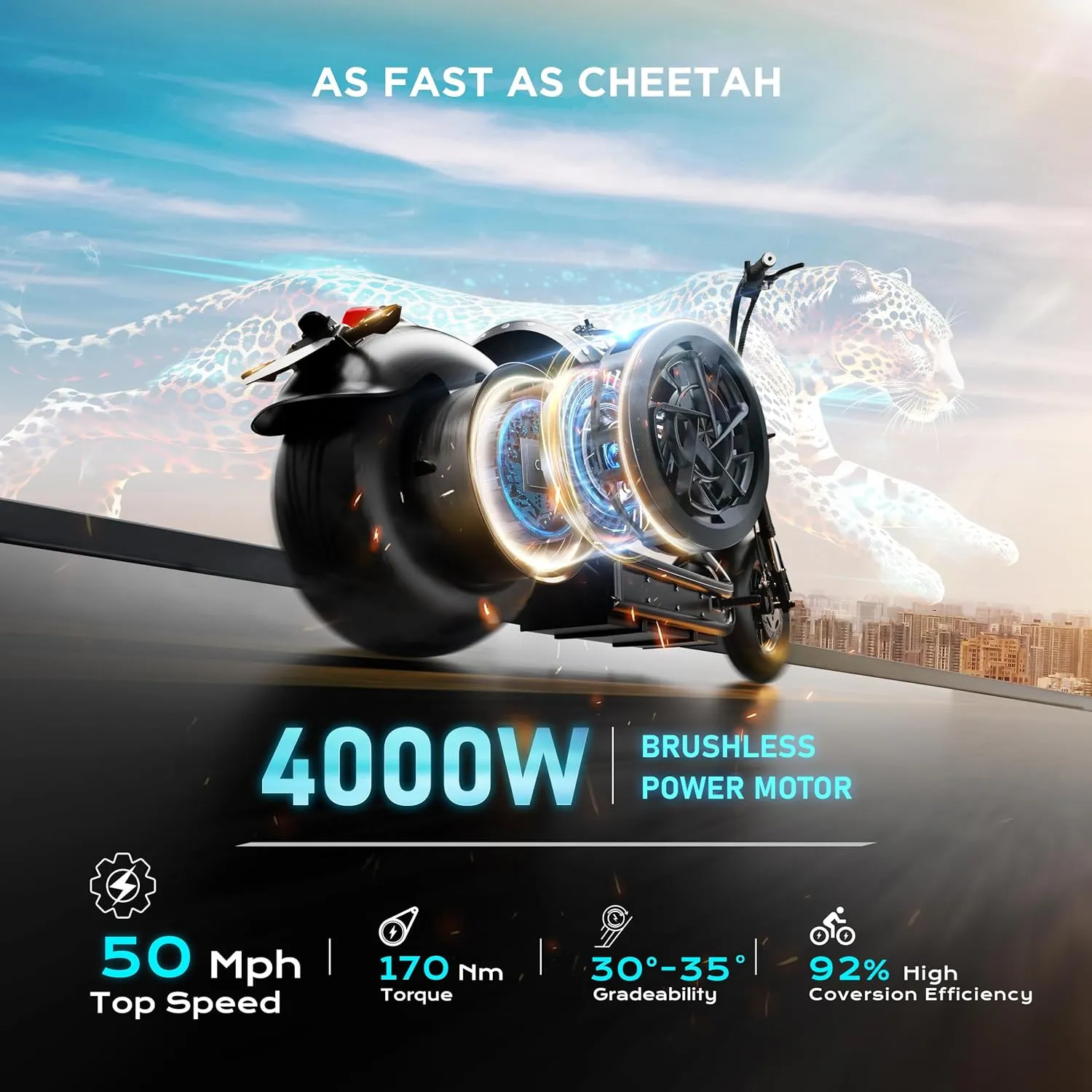 M1P Pro 4000W 50MPH Electric Motorcycle for Adults 60V 42Ah Battery 55 Miles Long Range Street Legal Dual Battery Electric Motorcycle Full Suspension Dual Hydraulic Brake 2 Seats Electric Moped