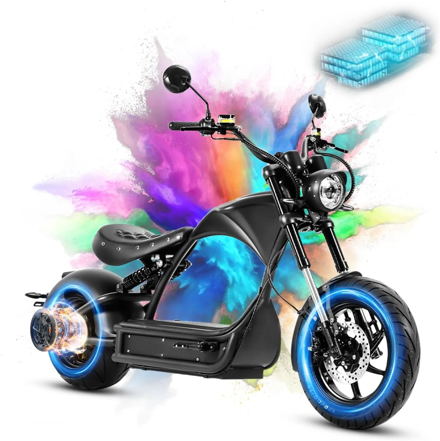 M1P Pro 4000W 50MPH Electric Motorcycle for Adults 60V 42Ah Battery 55 Miles Long Range Street Legal Dual Battery Electric Motorcycle Full Suspension Dual Hydraulic Brake 2 Seats Electric Moped