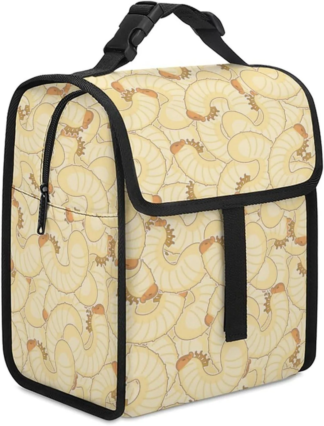 Maggot Beetle Larva Fashion Insulated Cooler Bag Portable Waterproof Lunch Box Adjustable Handbag Meal Tote with Handle