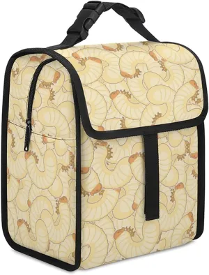 Maggot Beetle Larva Fashion Insulated Cooler Bag Portable Waterproof Lunch Box Adjustable Handbag Meal Tote with Handle
