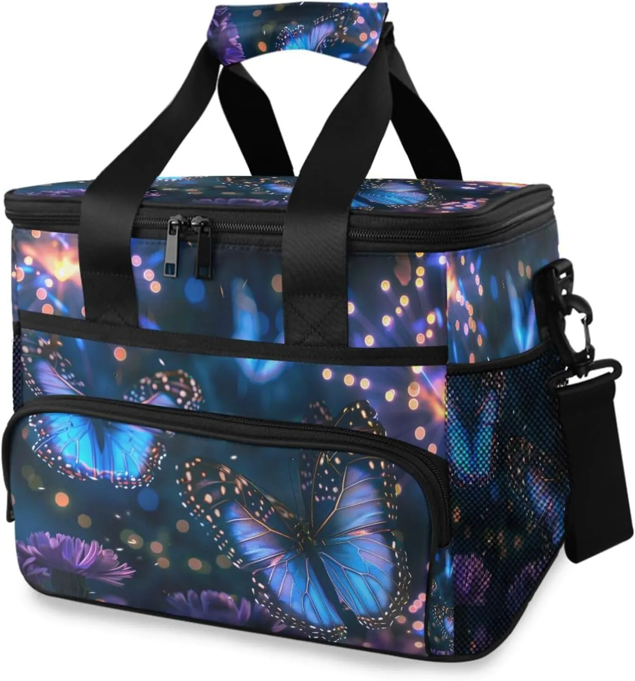 Magical Butterflies Cooler Bag Insulated Cooler Soft Sided Cooler 24 Can Portable Picnic Bag Large Leakproof Lunch Bag Box for Beach Grocery Camping Travel Car Men Women