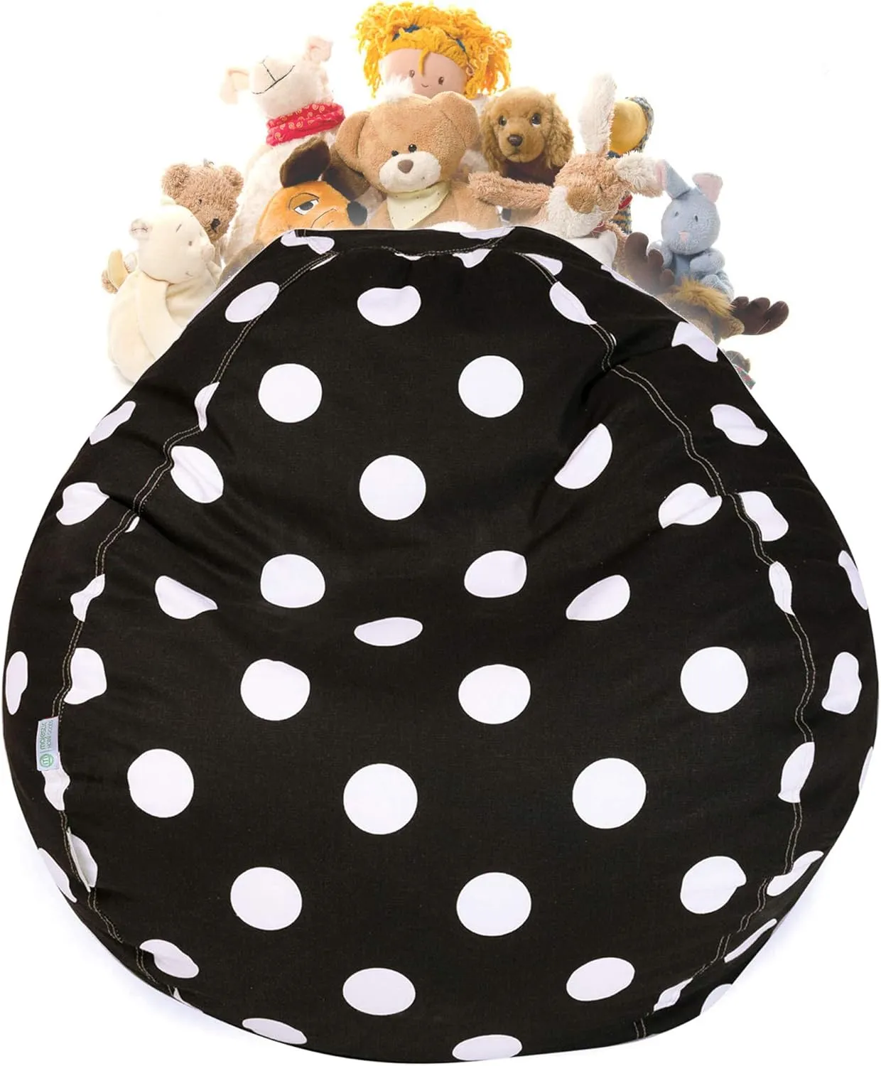Majestic Home Goods Large Polka dot Storage Bean Bag, Black