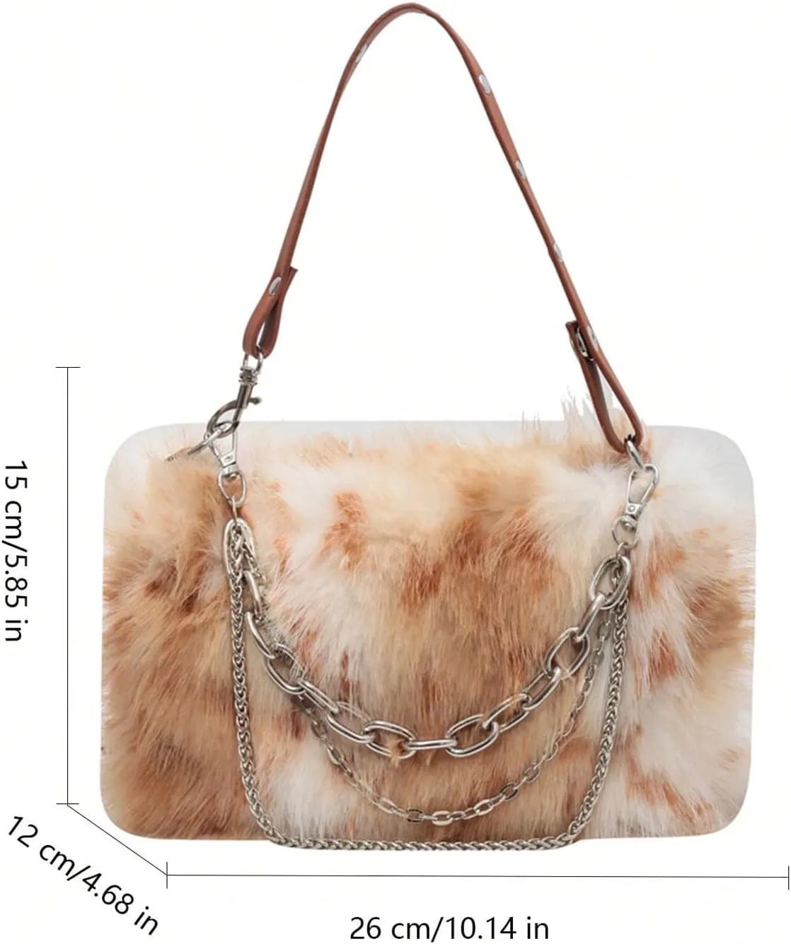 MakeMeChic Women's Faux Fur Hobo Bag Top Handle Fuzzy Shoulder Handbags Plush Square Bags Purse