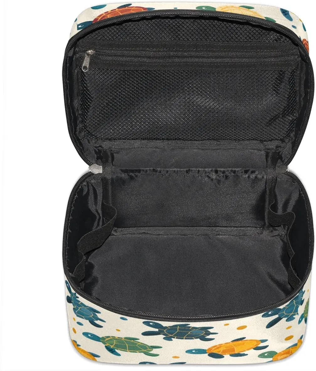 Makeup Bag Large Cute Turtles Print Toiletry Bag for Women Travel Cosmetic Bag Portable Makeup Bag for Bottles Brushes Lipstick Skin Care