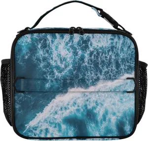 Male Female Lunch Bag Reusable Insulated Lunch Box Adjustable Shoulder Strap Cooler Tote Bag 11.2 x 3.5 x 9.8 (Seawater