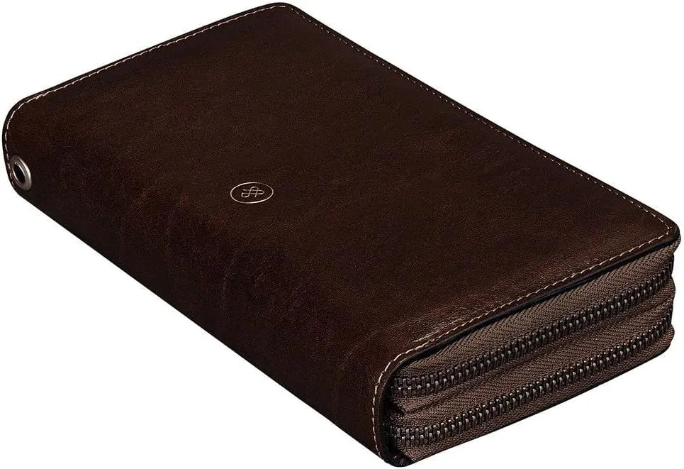 Maxwell Scott - Womens Luxury Leather Extra Large Clutch Wallet with Wrist Strap - Handmade in Italy -The Meleto Dark Brown