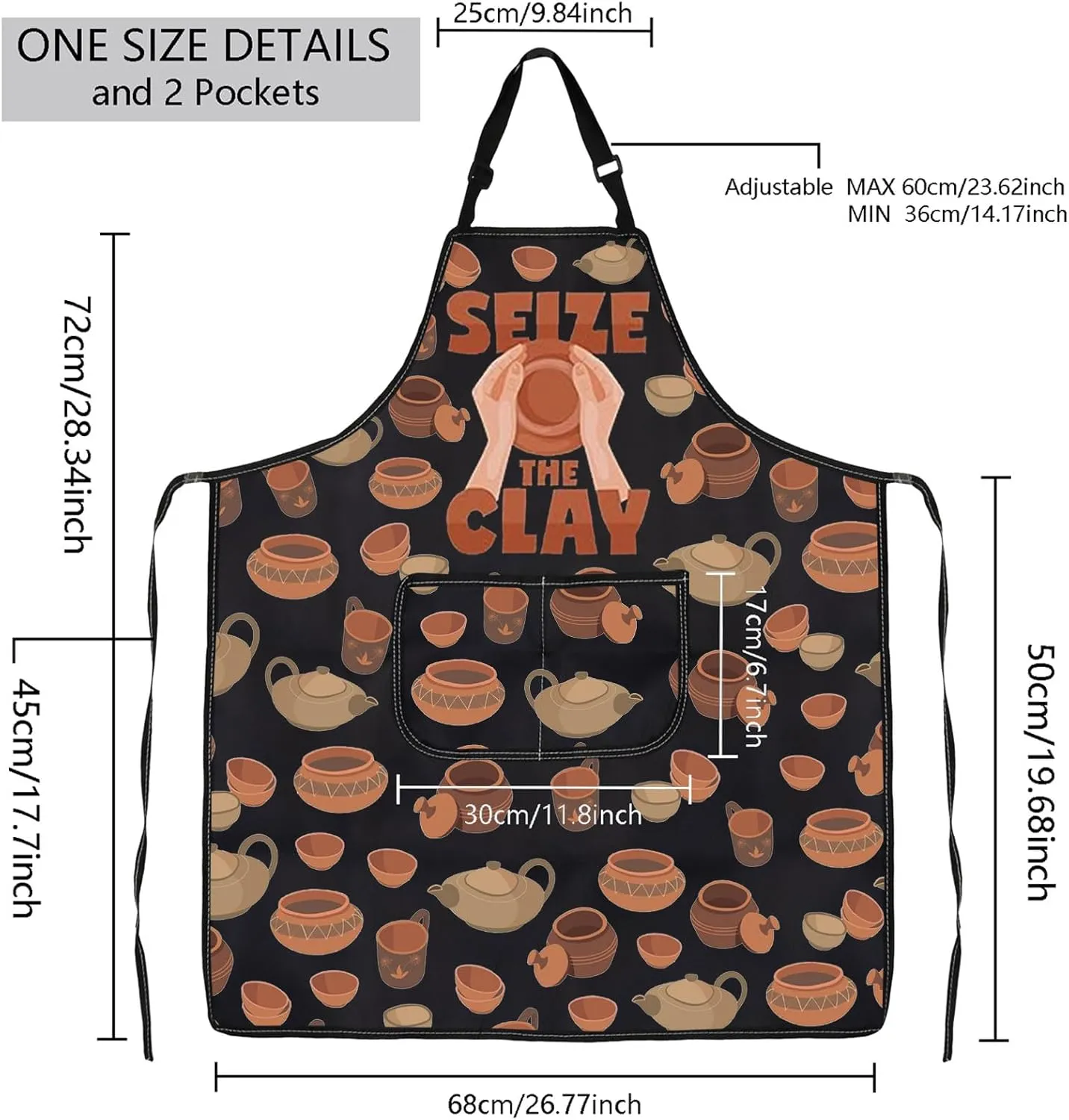 MBMSO Ceramic Pottery Apron Seize the Clay Pottery Artist Gift for Pottery Lover Ceramic Artist Apron with Pockets