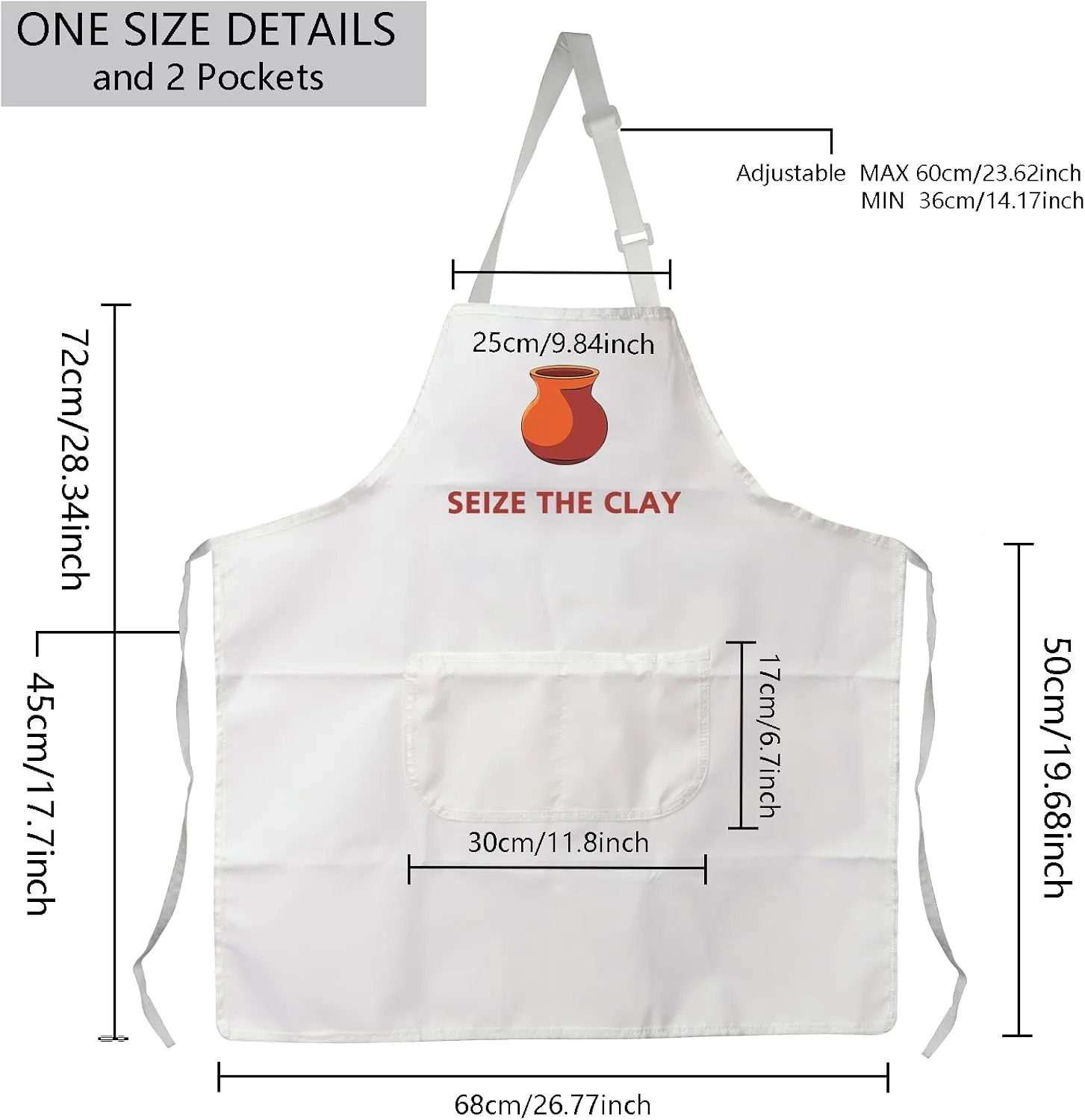 MBMSO Ceramic Pottery Apron Seize the Clay Pottery Artist Gift for Pottery Lover Ceramic Artist Apron with Pockets