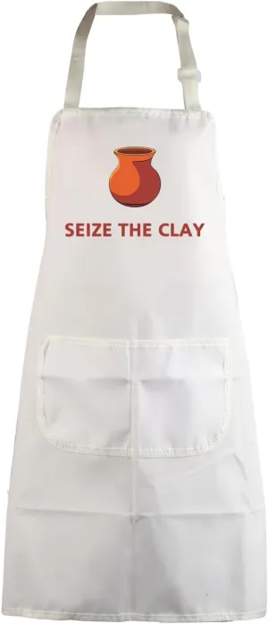 MBMSO Ceramic Pottery Apron Seize the Clay Pottery Artist Gift for Pottery Lover Ceramic Artist Apron with Pockets