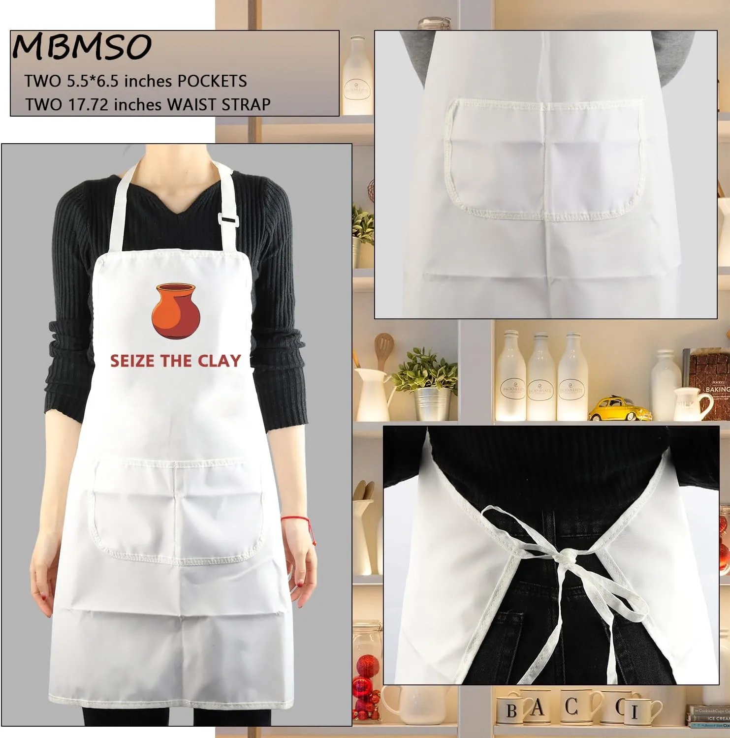 MBMSO Ceramic Pottery Apron Seize the Clay Pottery Artist Gift for Pottery Lover Ceramic Artist Apron with Pockets